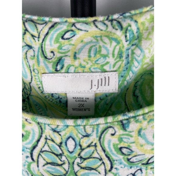 J. Jill Womens 2X Green Paisley‎ Comfy Casual Sleeveless Side Slit Maxi Dress - Picture 3 of 10